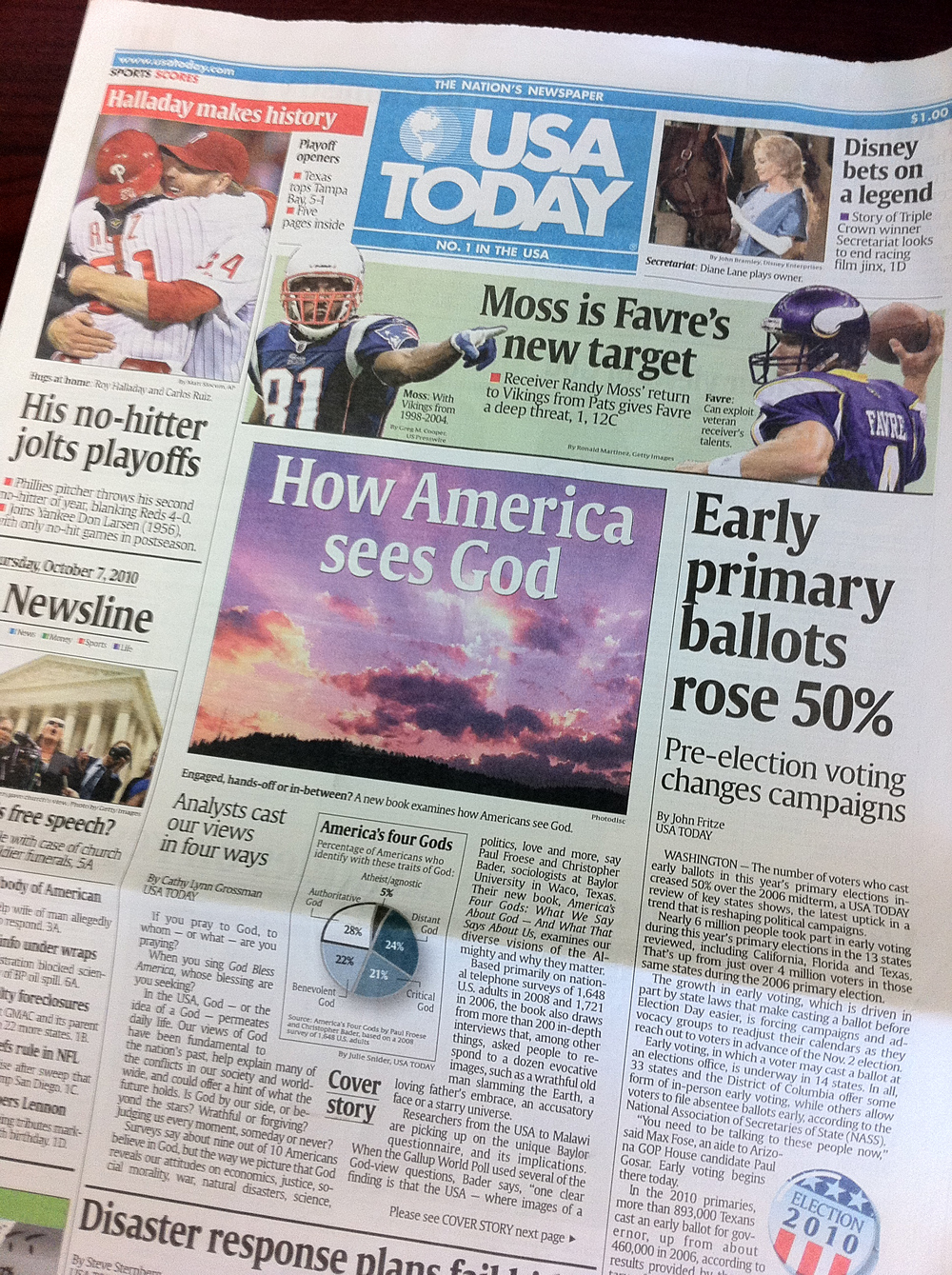 See Back to the Futures USA Today front page at 