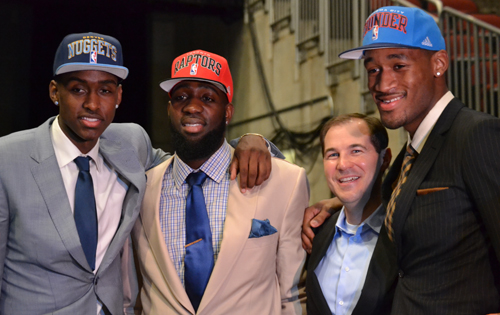 nbadraft-june12 Quincy Miller, Quincy Acy, Scott Drew and Perry Jones III