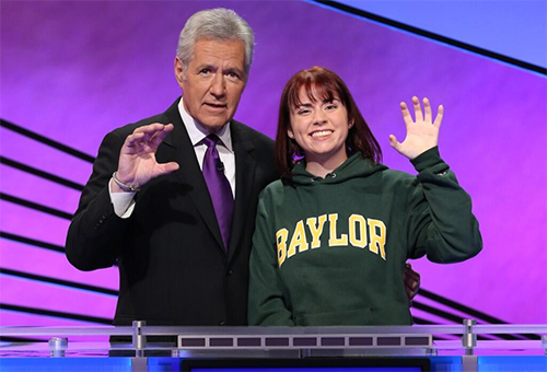 Alex Trebek and Taylor Roth on Jeopardy