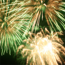 Green and gold fireworks