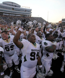 Football celebrates the win at Wake Forest