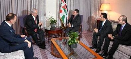 Jordan's King Abdullah, Israeli Prime Minister Benjamin Netanyahu and Baylor grad Ayman Safadi