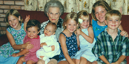 Frances Derden with her great-grandchildren