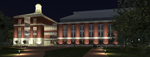 Exterior rendering of new home for Baylor's Hankamer School of Business
