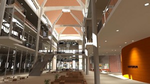 Interior rendering for Baylor's new Hankamer School of Business home