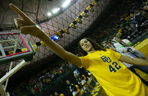 Brittney Griner waves to fans after final game in Waco