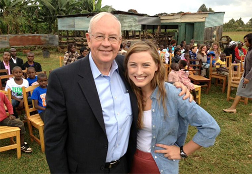 Judge Ken Starr in Africa, with Baylor student Abby Humphrey