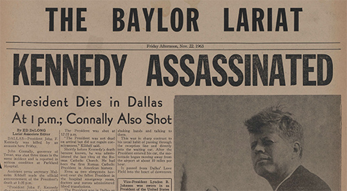 Kennedy Assassinated, Baylor Lariat, 1963