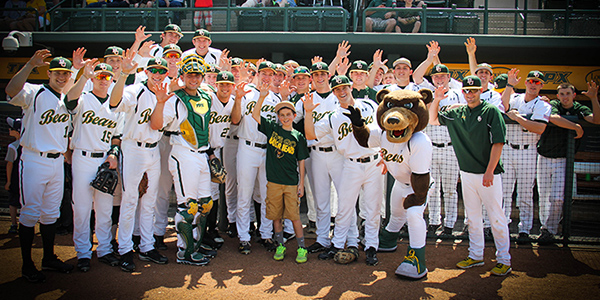 Jace Andrews with the Baylor baseball team