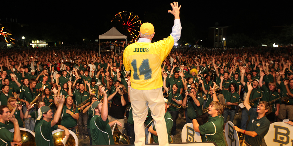 President Starr at Homecoming rally