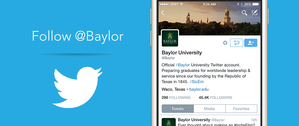 Follow Baylor on Twitter