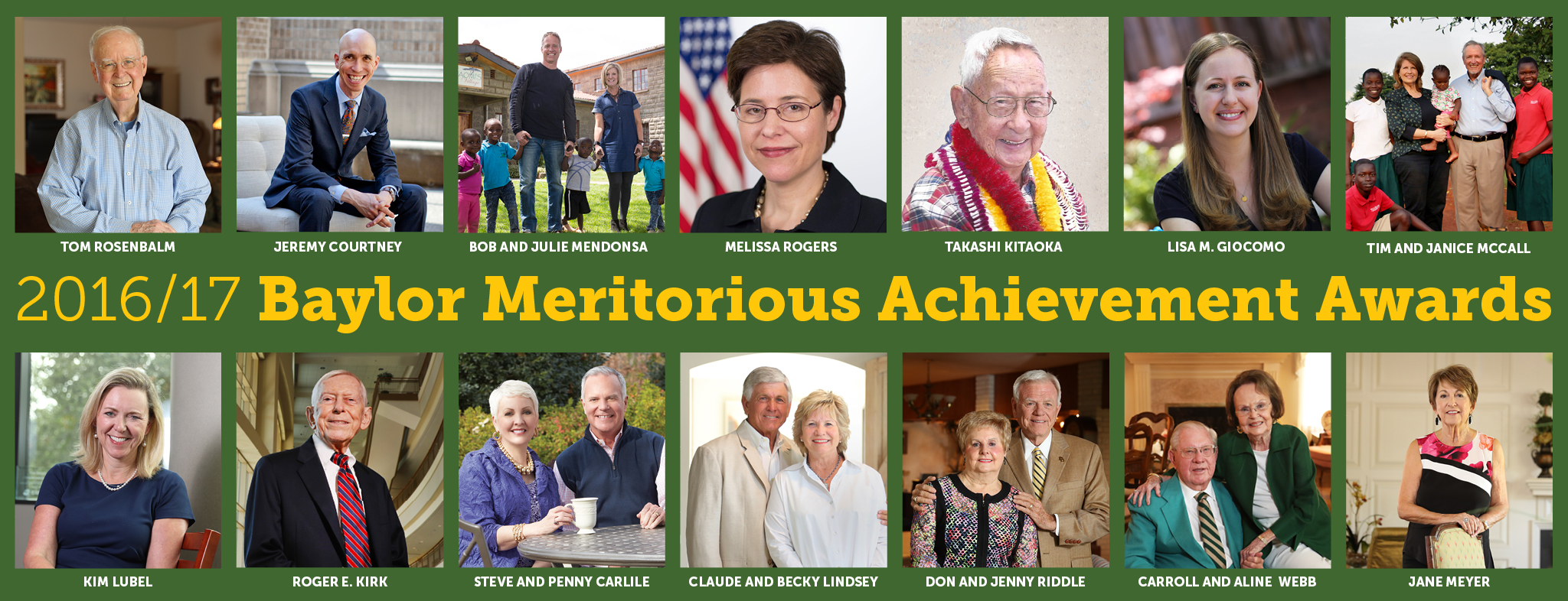 2016-17 Baylor Meritorious Achievement Award winners