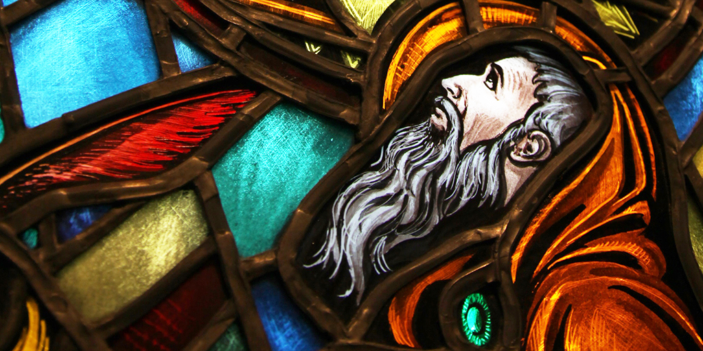 Stained glass in Robbins Chapel