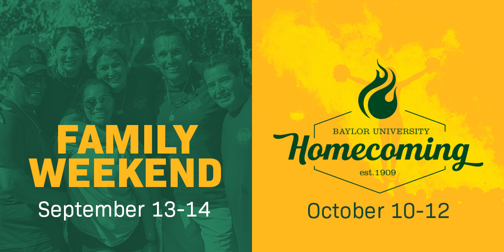 Family Weekend, Sept. 13-14; Homecoming, Oct. 10-12