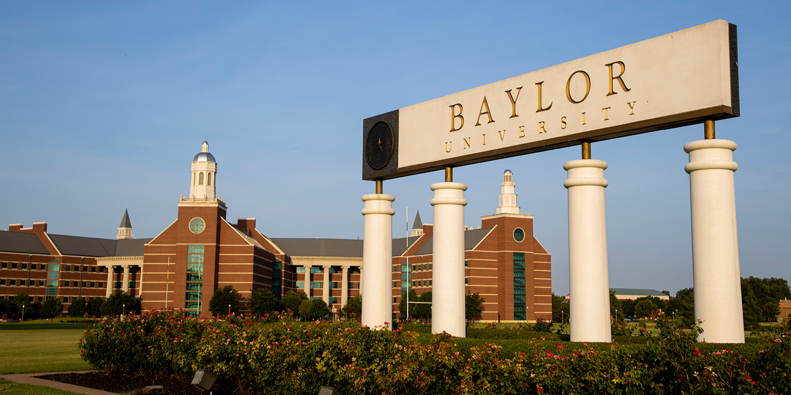 Baylor sign outside Baylor Sciences Building