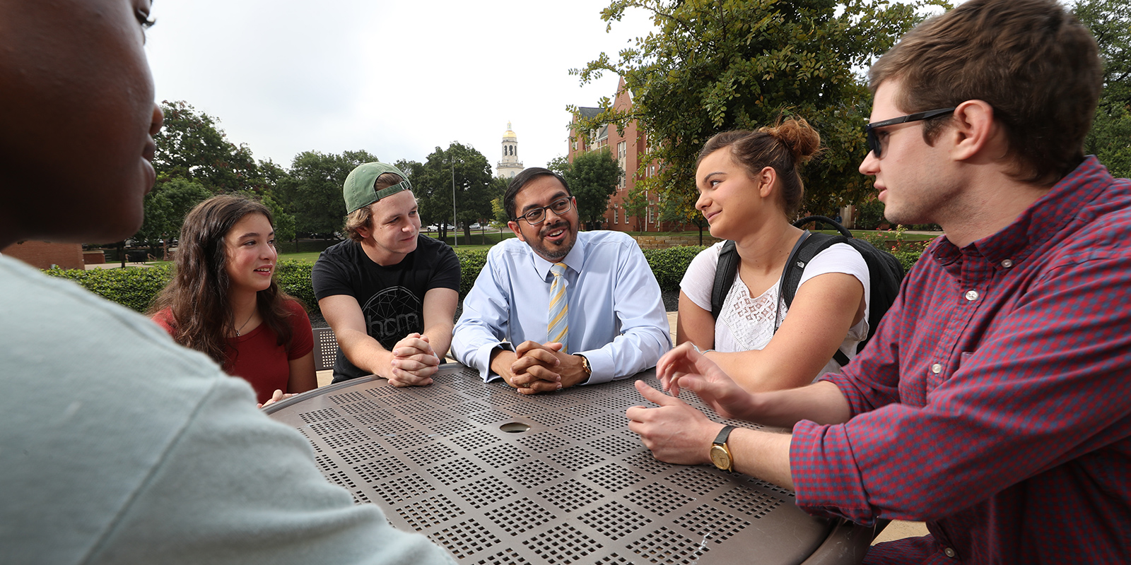 Baylor professor Rishi Sriram engaging with students on campus