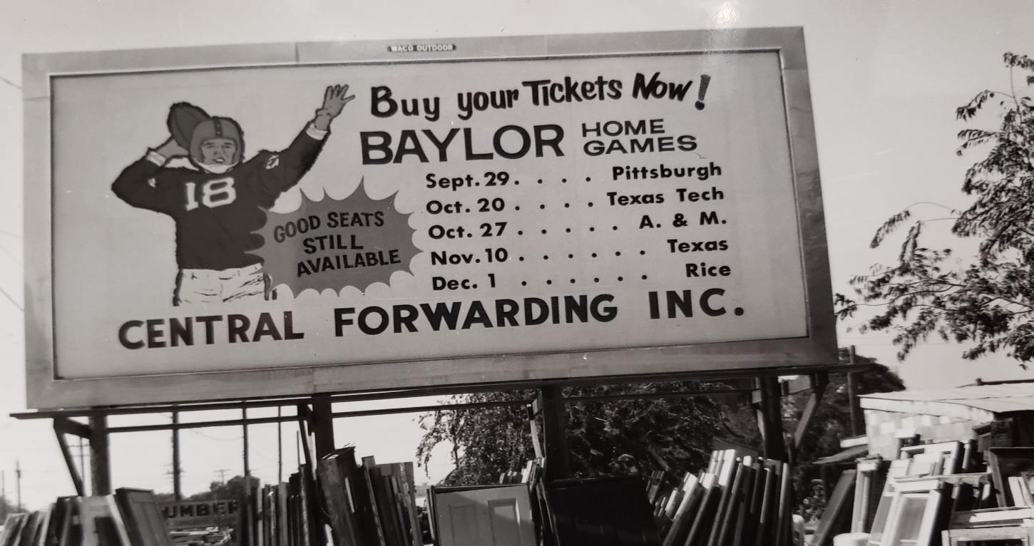 A billboard promoting the 1962 Baylor home football schedule
