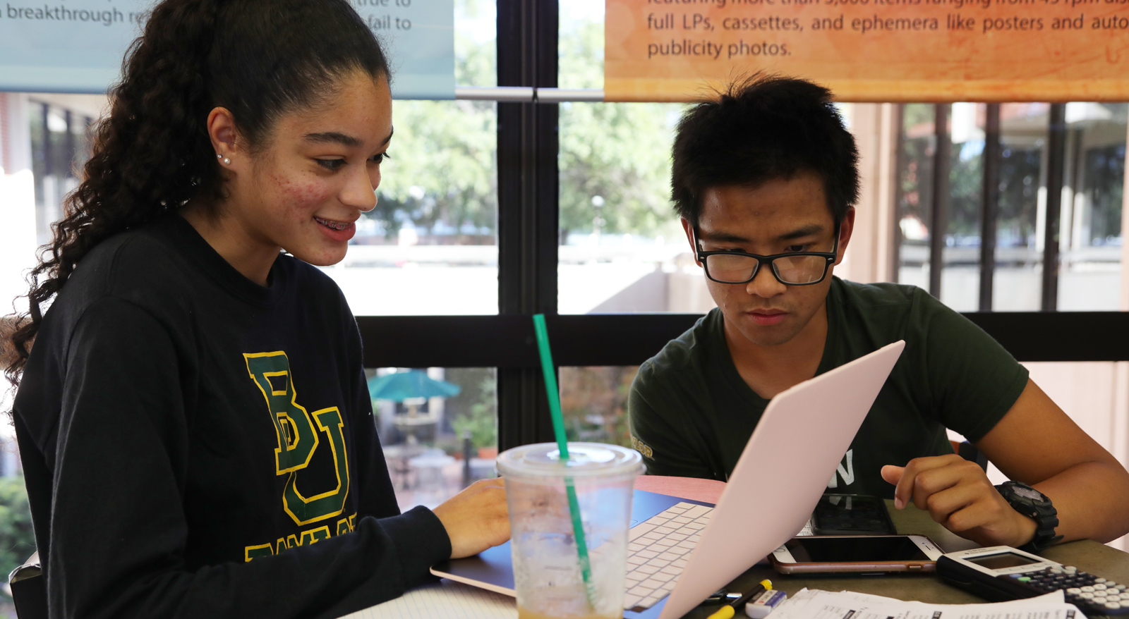 Baylor students studying