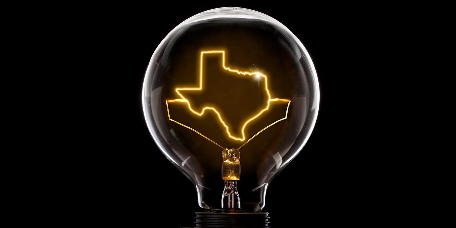 Lightbulb with a Texas-shaped filament