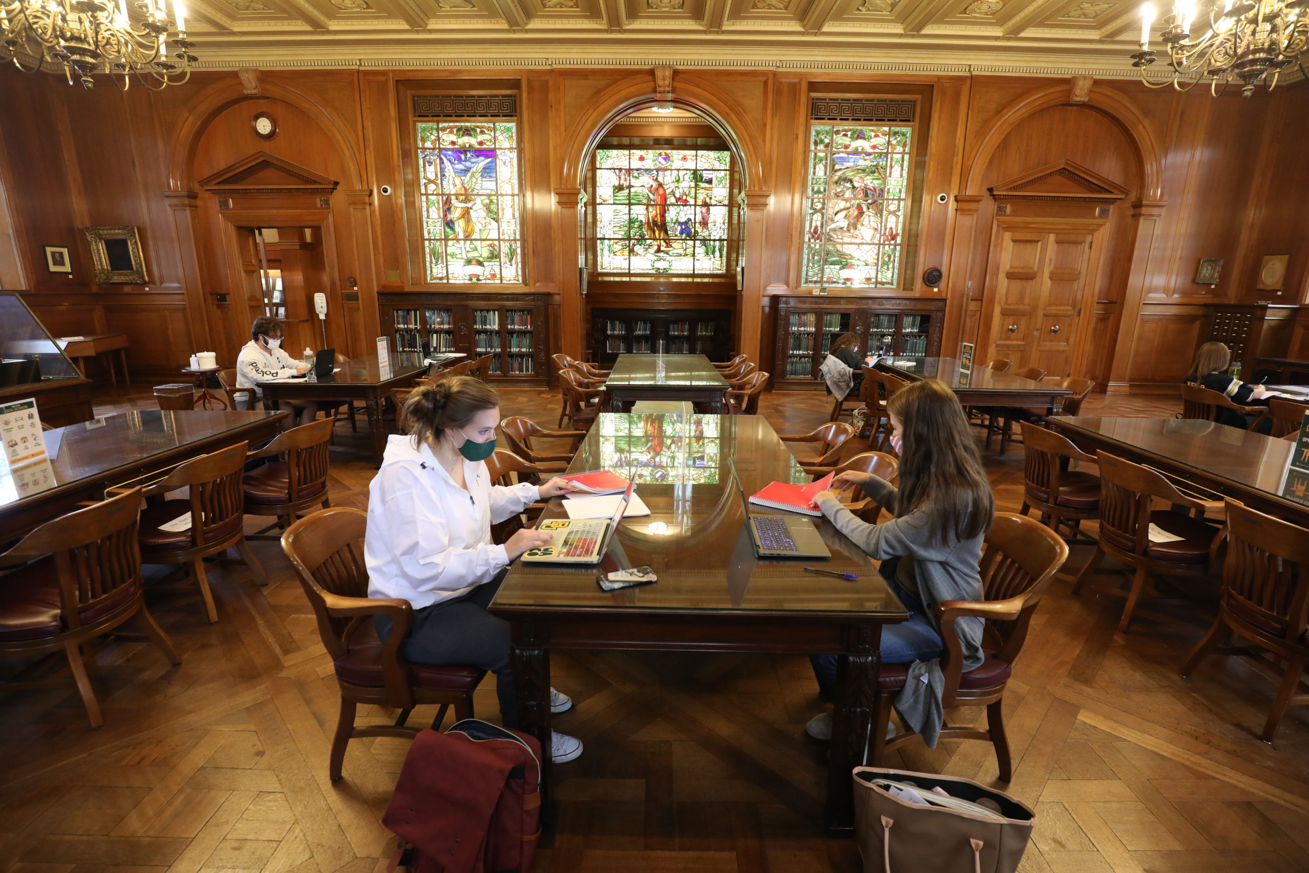Students studying inside Armstrong Browning Library