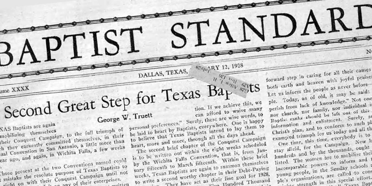 Photo of a 1928 issue of the Baptist Standard