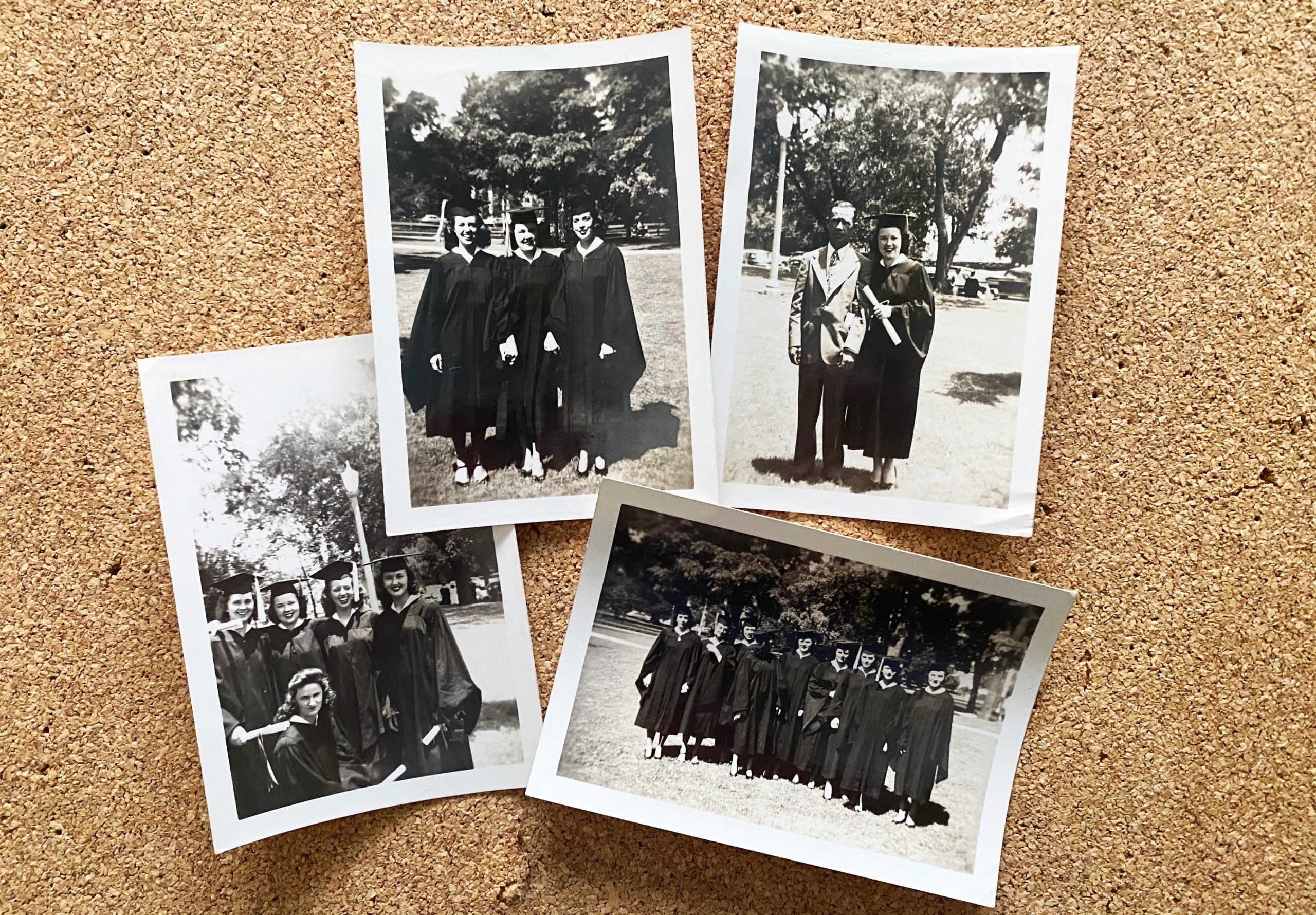 Collage of Baylor graduation photos from the 1940s