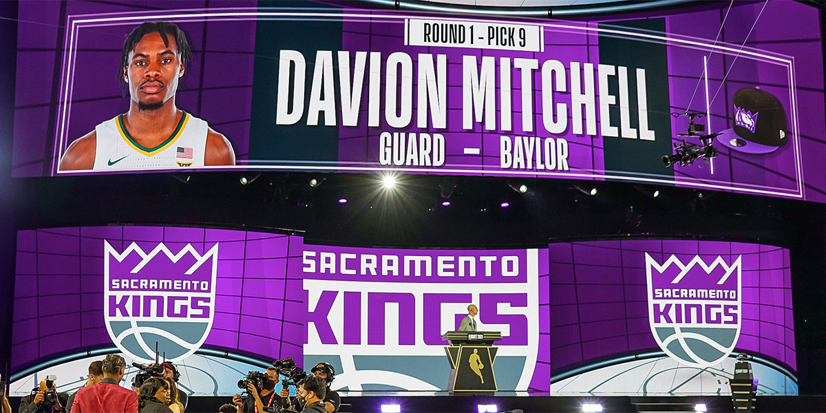 Davion Mitchell being announced at 2021 NBA draft
