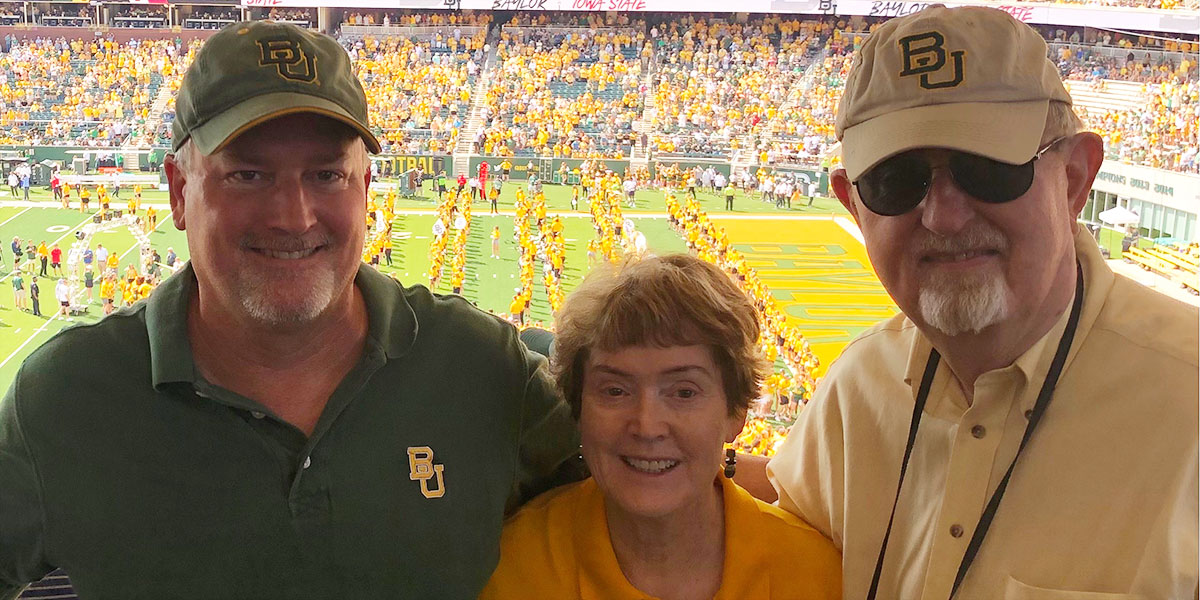 Andrew, Nancy and Walter Counts at a Baylor football game