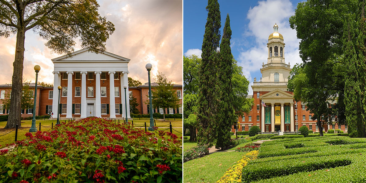 Ole Miss and Baylor campus shots