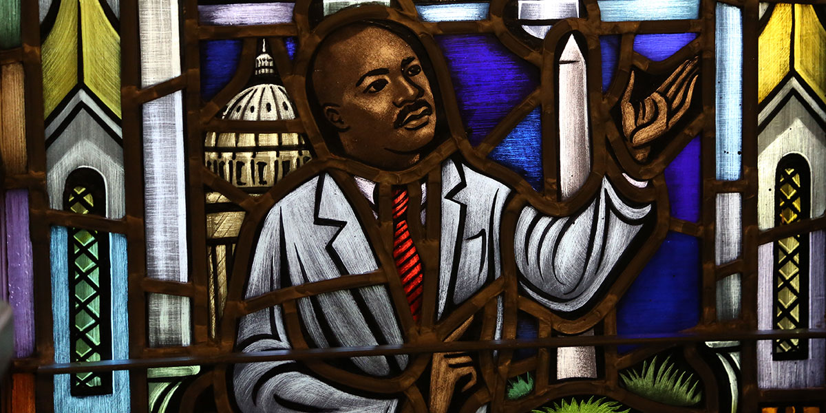 Stained glass of Dr. Martin Luther King. Jr.
