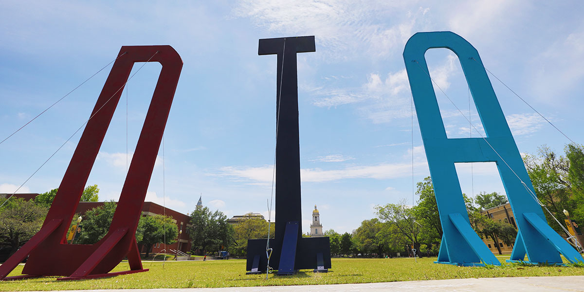 DIA letters on Fountain Mall
