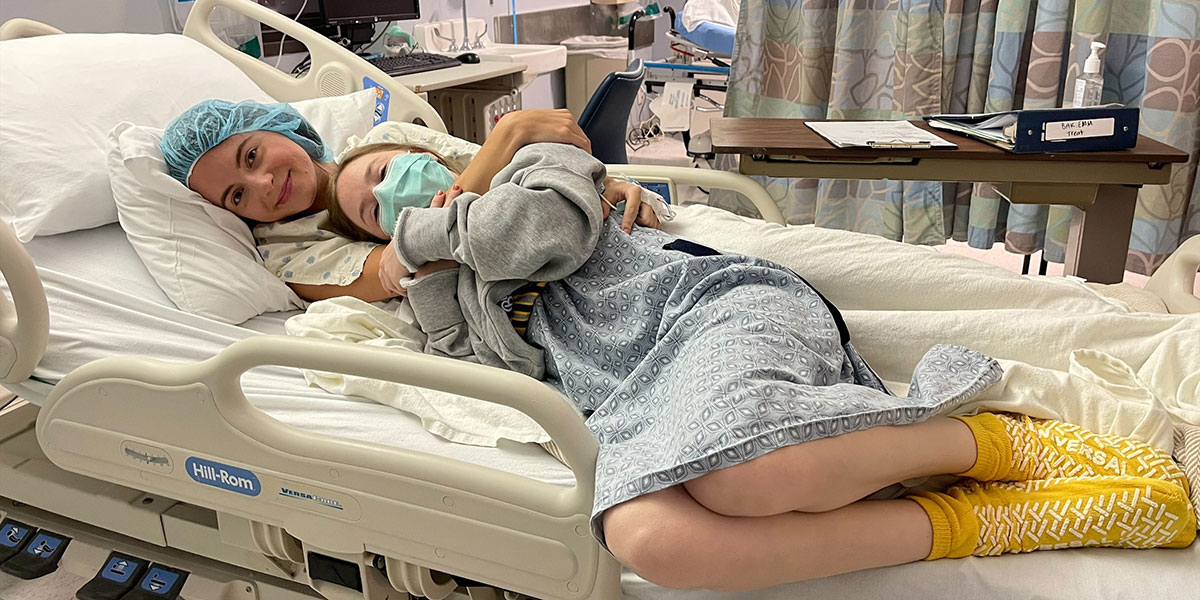 Sarah and Emma Ruth together in the hospital