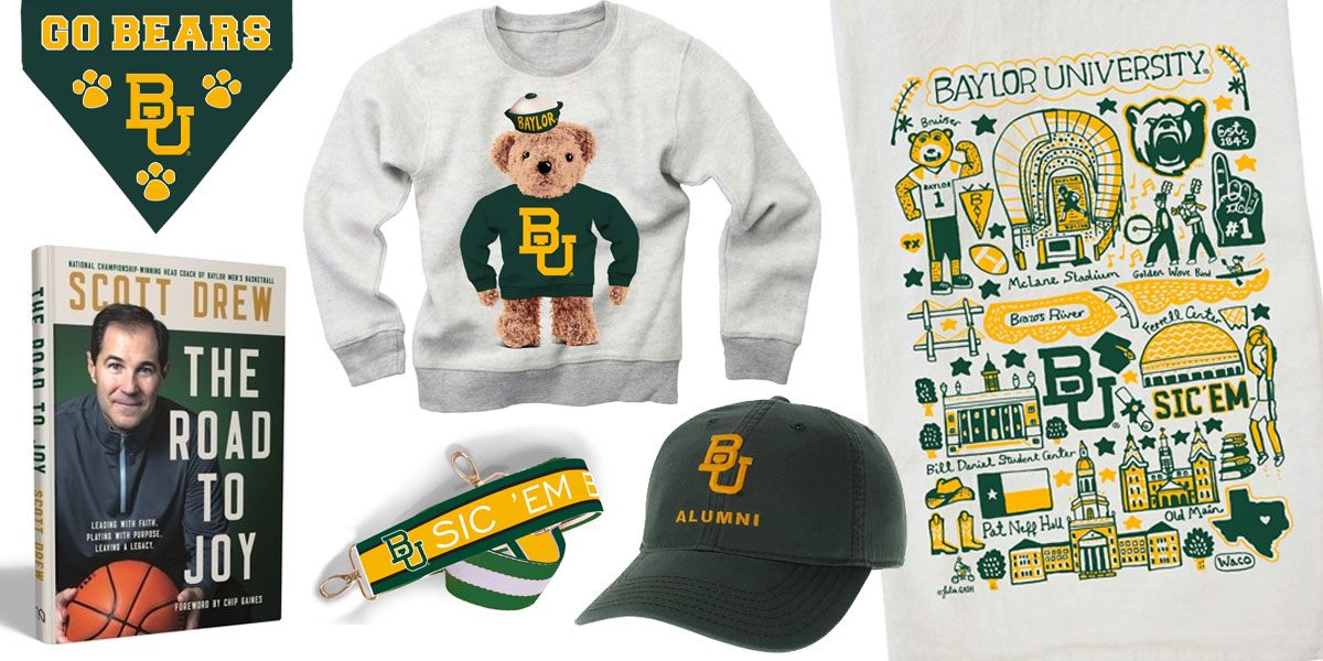 A variety of Baylor Christmas gifts