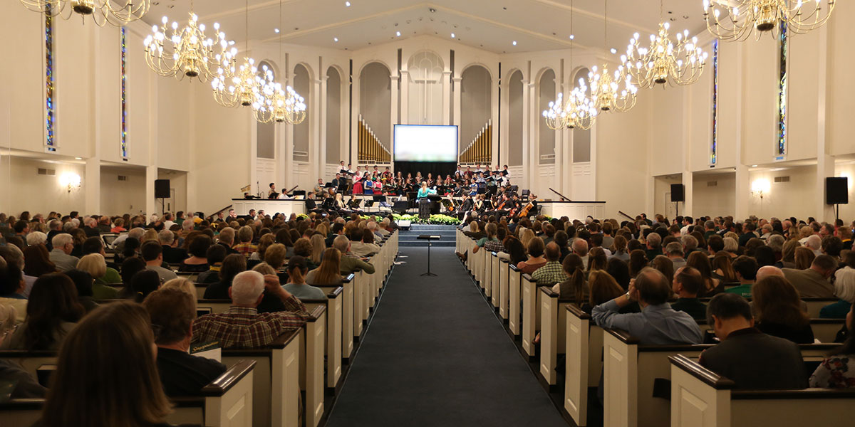 Interior of a church during a worship service