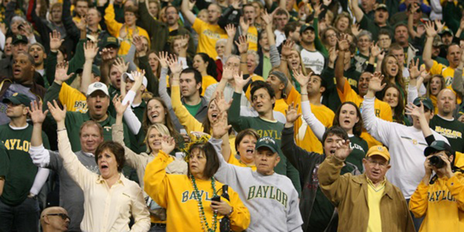 Baylor fans decked out in green and gold