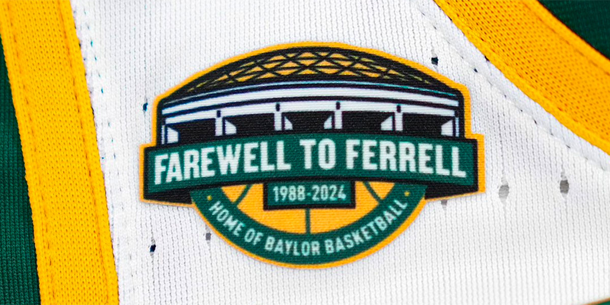 "Farewell to Ferrell" patch on Baylor basketball jersey