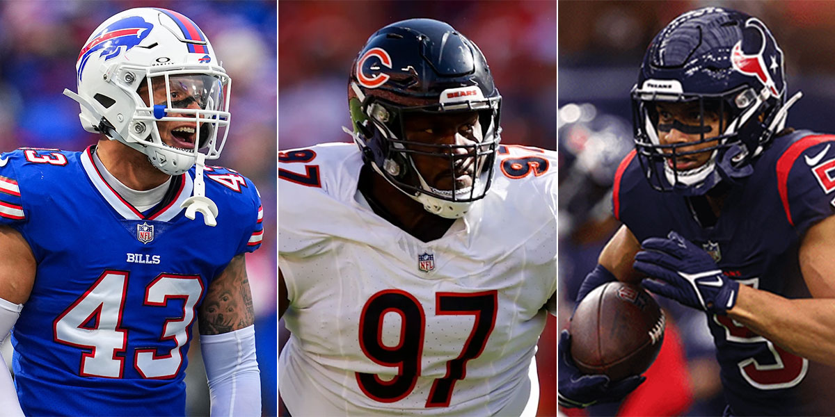 L-R, action photos of Terrel Bernard, Andrew Billings, and Jalen Pitre