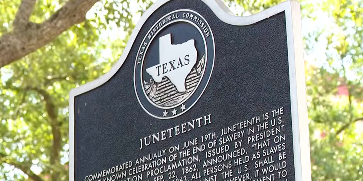 Juneteenth historical marker in Galveston, TX