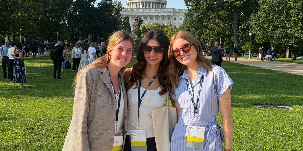 Isabelle Morin, center, outside the U.S. Capitol with two friends